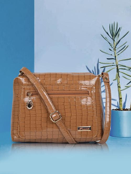 beige leatherette (pu) sling bag - 19695712 - Standard Image - 0