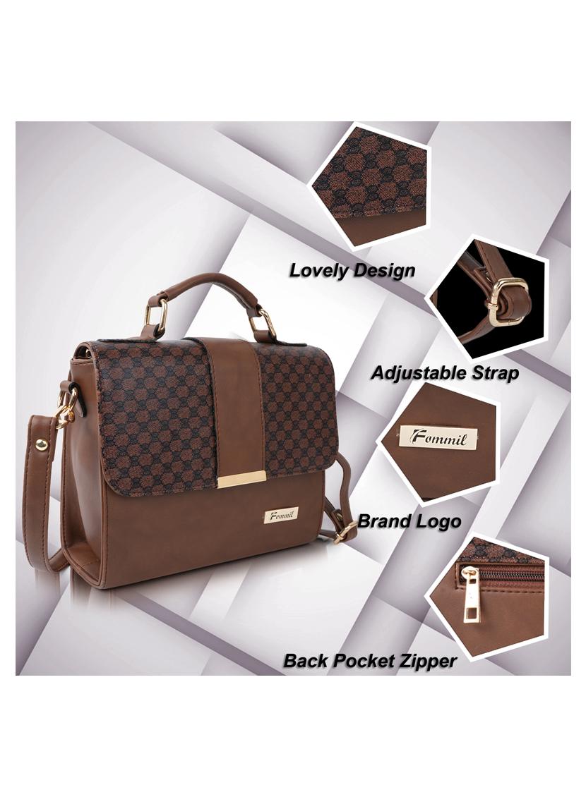 brown leatherette (pu) sling bag - 19695717 - Standard Image - 4