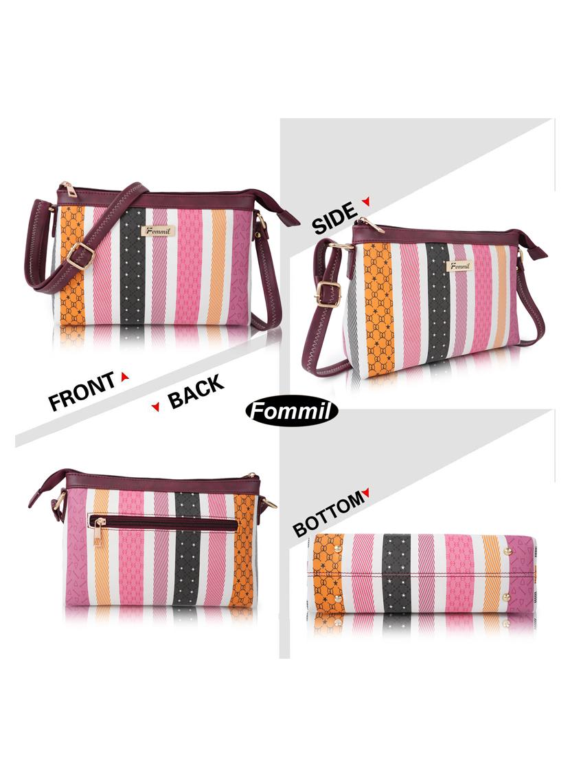 striped leatherette (pu) regular sling bag - 19695721 -  Standard Image - 1