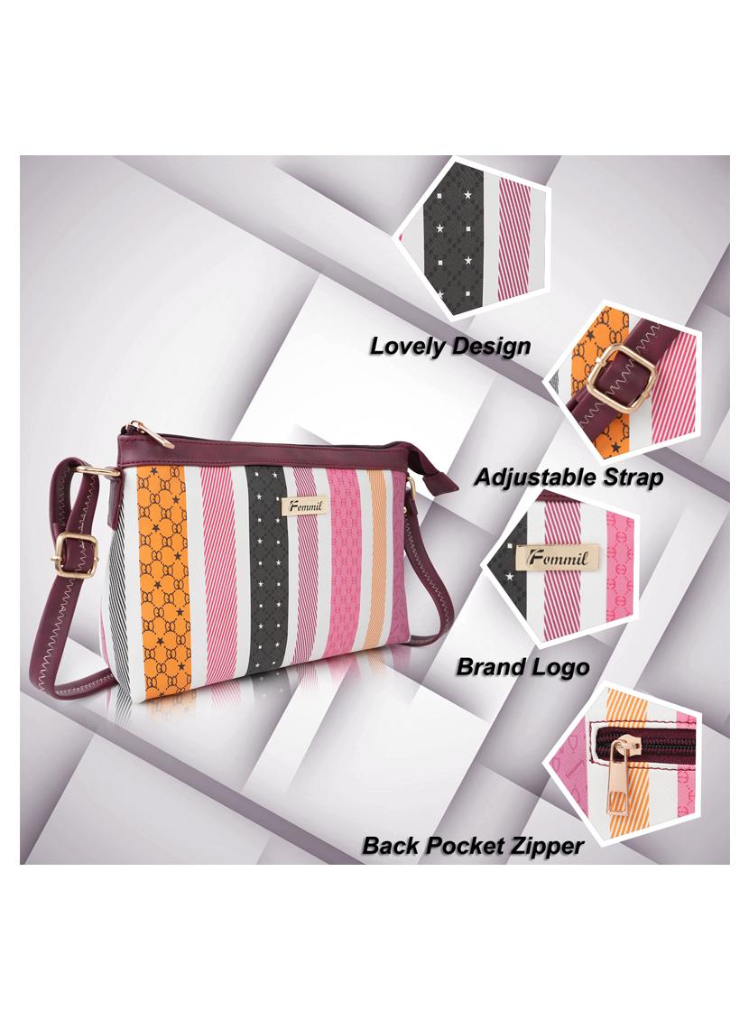 striped leatherette (pu) regular sling bag - 19695721 - Standard Image - 4