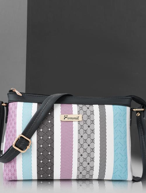 striped leatherette (pu) regular sling bag - 19695724 -  Standard Image - 0