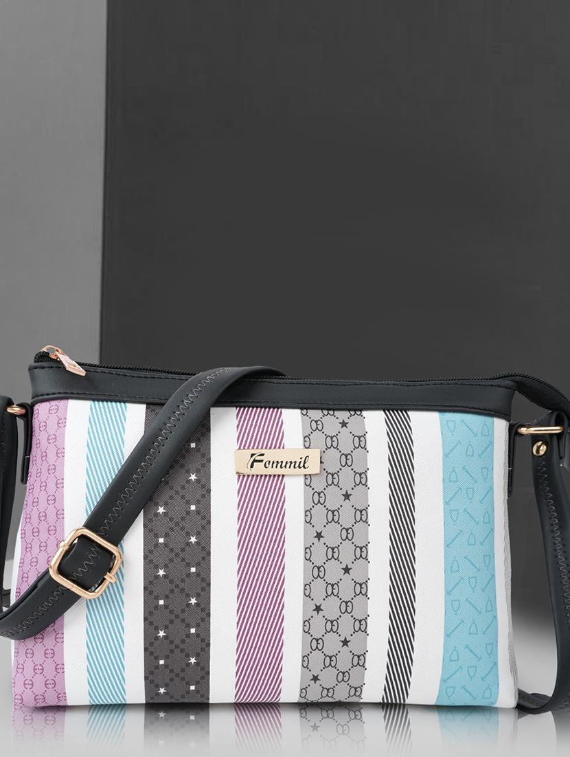 striped leatherette (pu) regular sling bag - 19695724 -  Zoom Image - 0