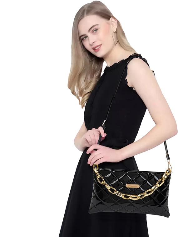 black leatherette (pu) sling bag - 19695737 - Standard Image - 4