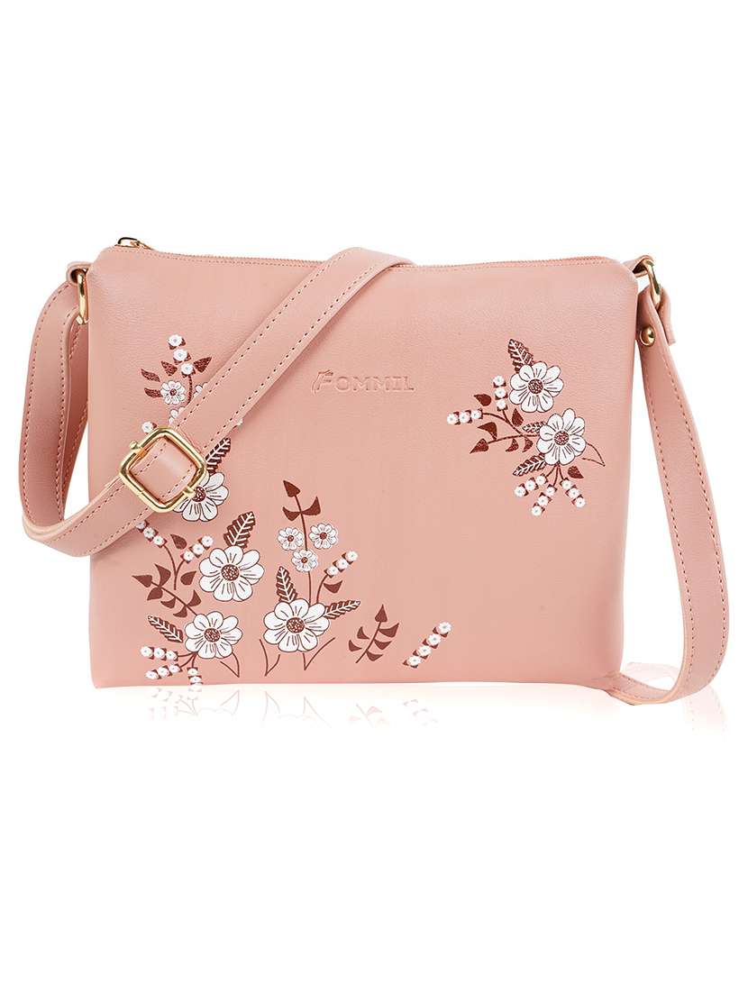 pink leatherette (pu) sling bag