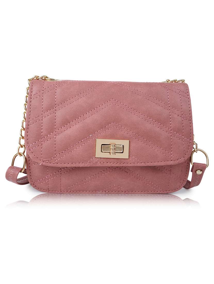 pink leatherette (pu) sling bag