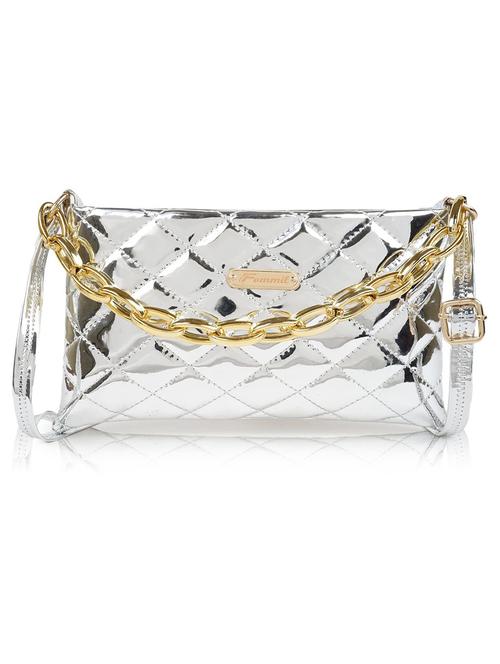 silver leatherette (pu) sling bag - 19695785 - Standard Image - 0