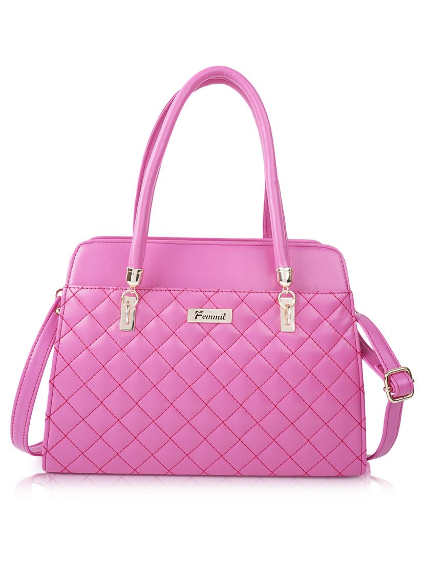 pink leatherette (pu) handbag - 19695820 -  Zoom Image - 0