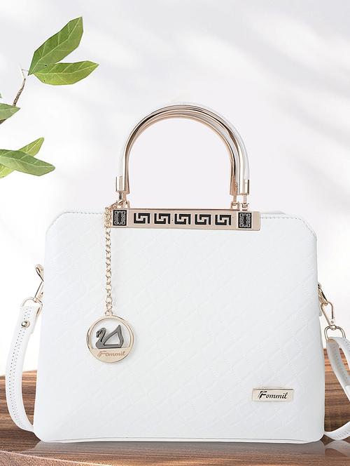 white leatherette (pu) regular satchel - 19695824 - Standard Image - 0