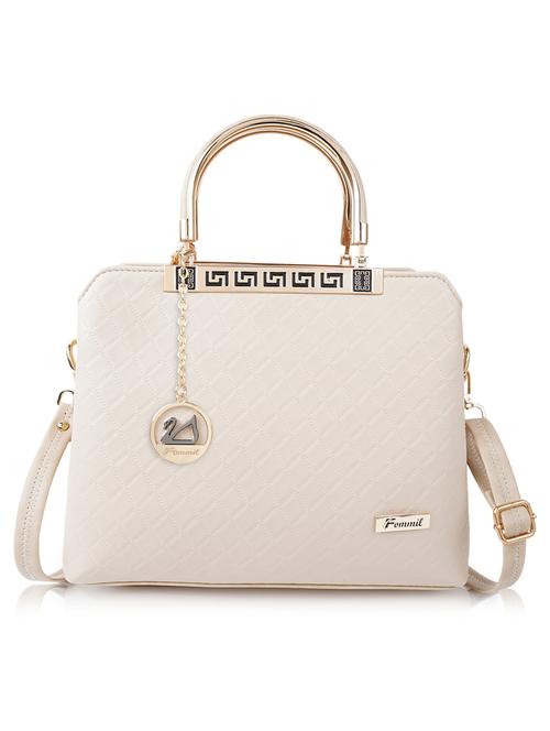 beige leatherette (pu) handbag - 19695826 - Standard Image - 0
