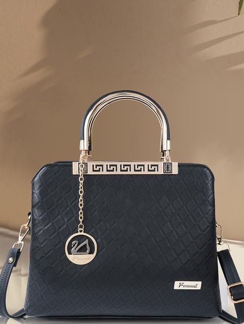black leatherette (pu) handbag - 19695827 -  Standard Image - 0
