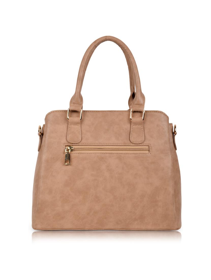 beige leatherette (pu) handbag - 19695834 -  Standard Image - 1