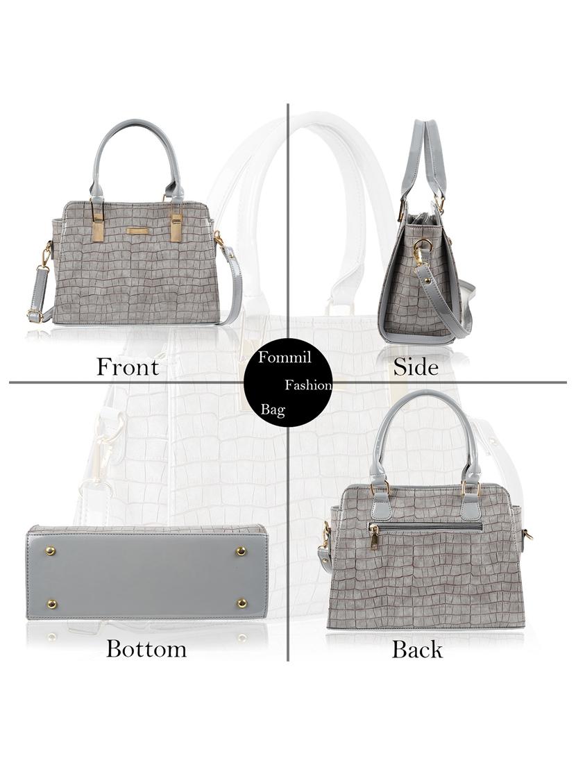 grey leatherette (pu) handbag - 19695865 -  Standard Image - 1