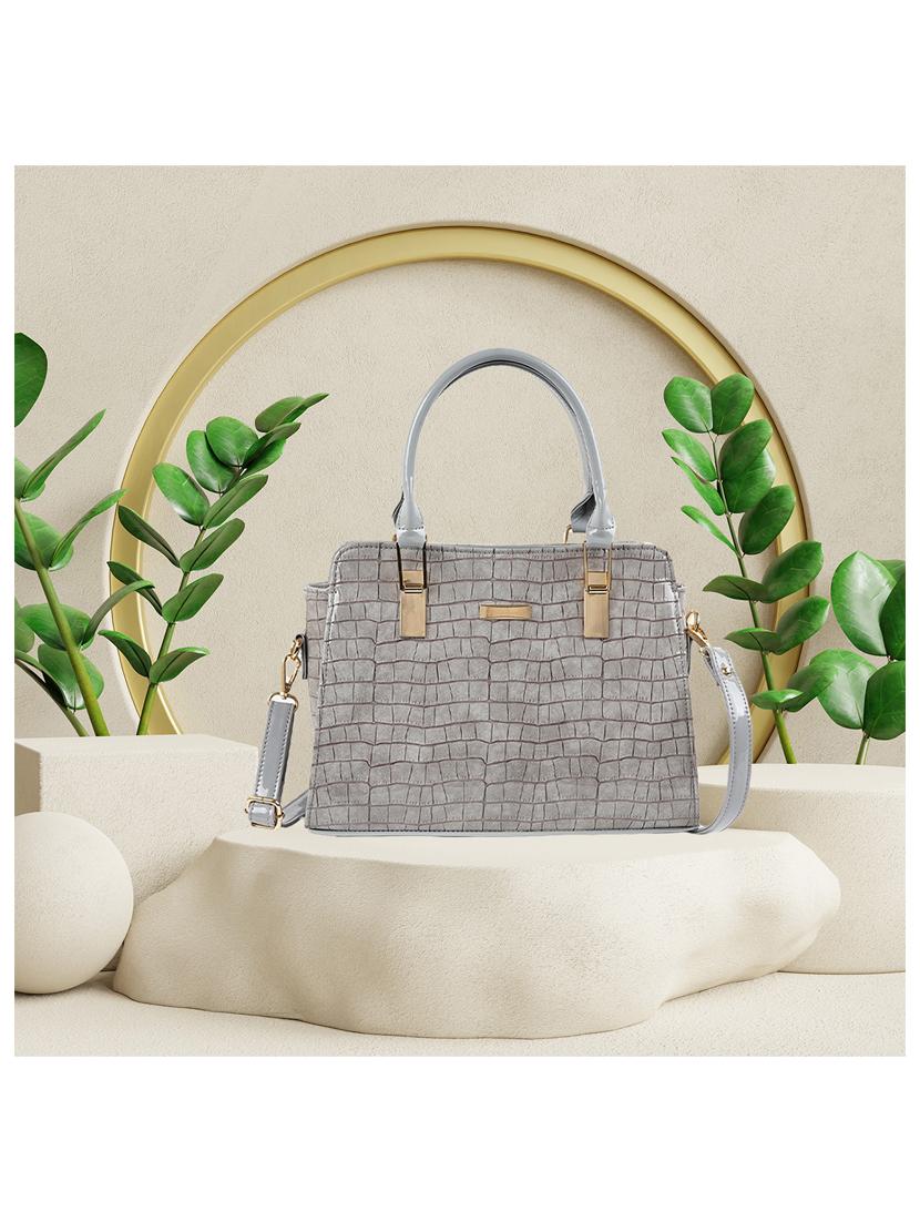 grey leatherette (pu) handbag - 19695865 - Standard Image - 4