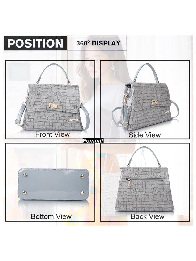 grey leatherette (pu) handbag - 19695886 - Standard Image - 1