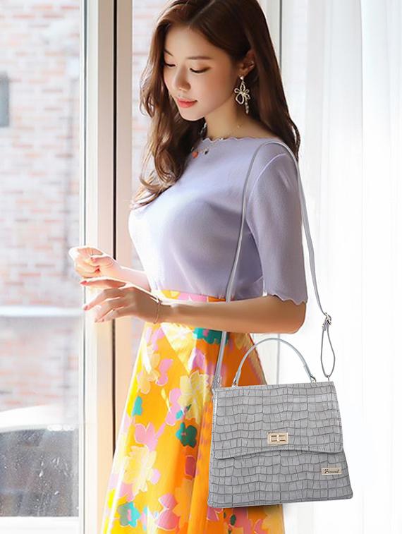 grey leatherette (pu) handbag - 19695886 - Standard Image - 4