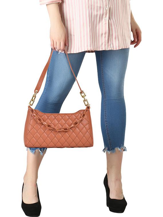 tan leatherette (pu) handbag - 19695890 - Standard Image - 4