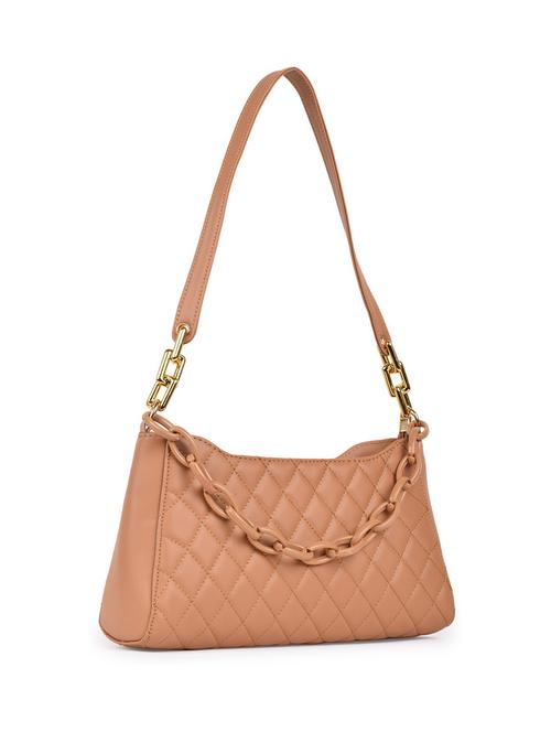 beige leatherette (pu) handbag - 19695892 - Standard Image - 0