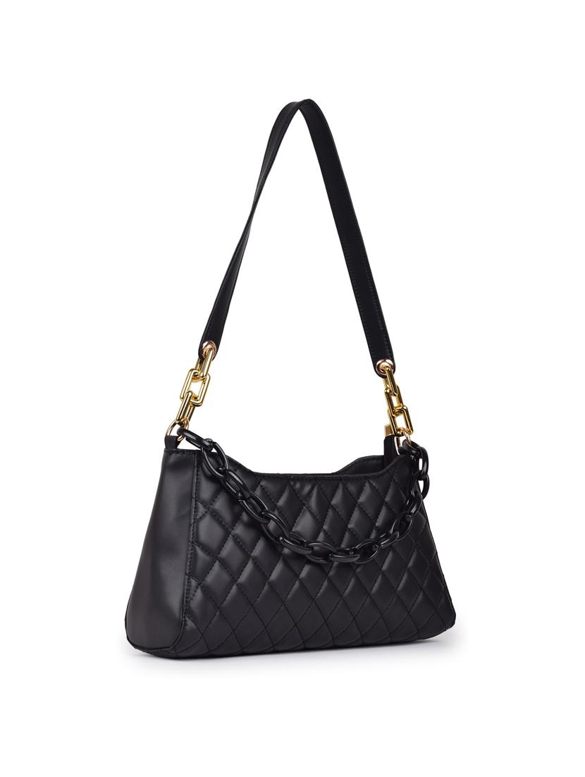 black leatherette (pu) handbag - 19695893 - Standard Image - 4