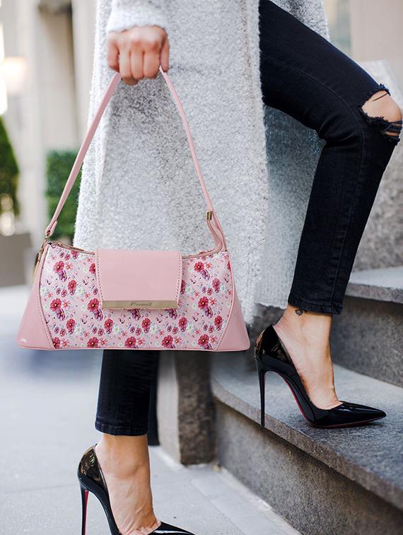 pink leatherette (pu) handbag - 19695946 - Standard Image - 4