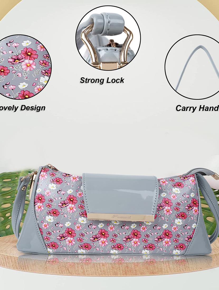 grey leatherette (pu) handbag - 19695949 - Standard Image - 4