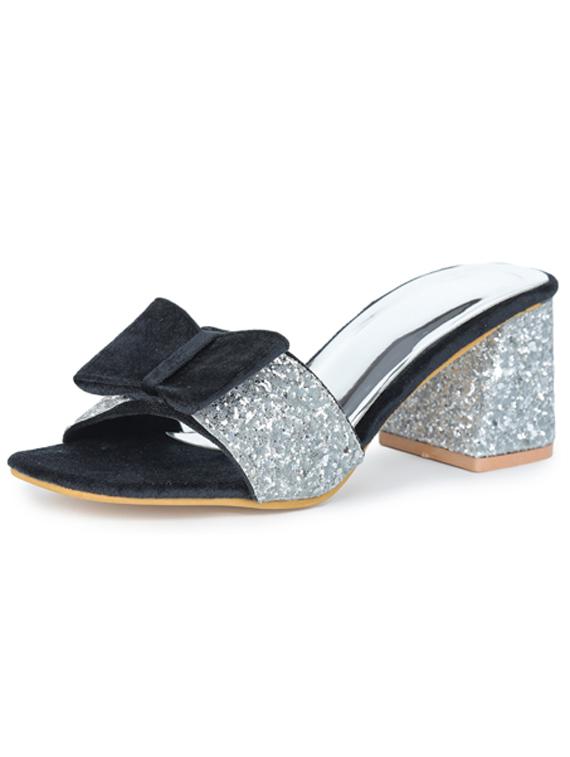 black textured slip on block heel - 19695989 -  Standard Image - 1