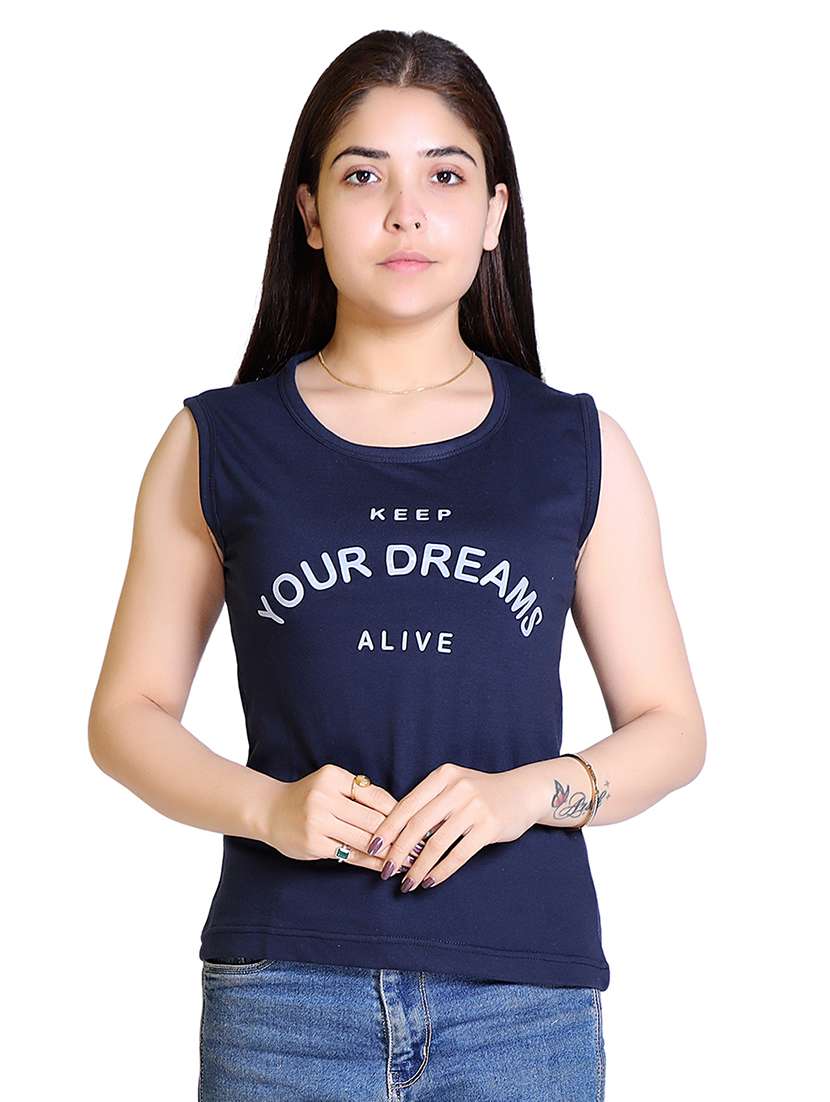 women's chest print round neck t-shirt