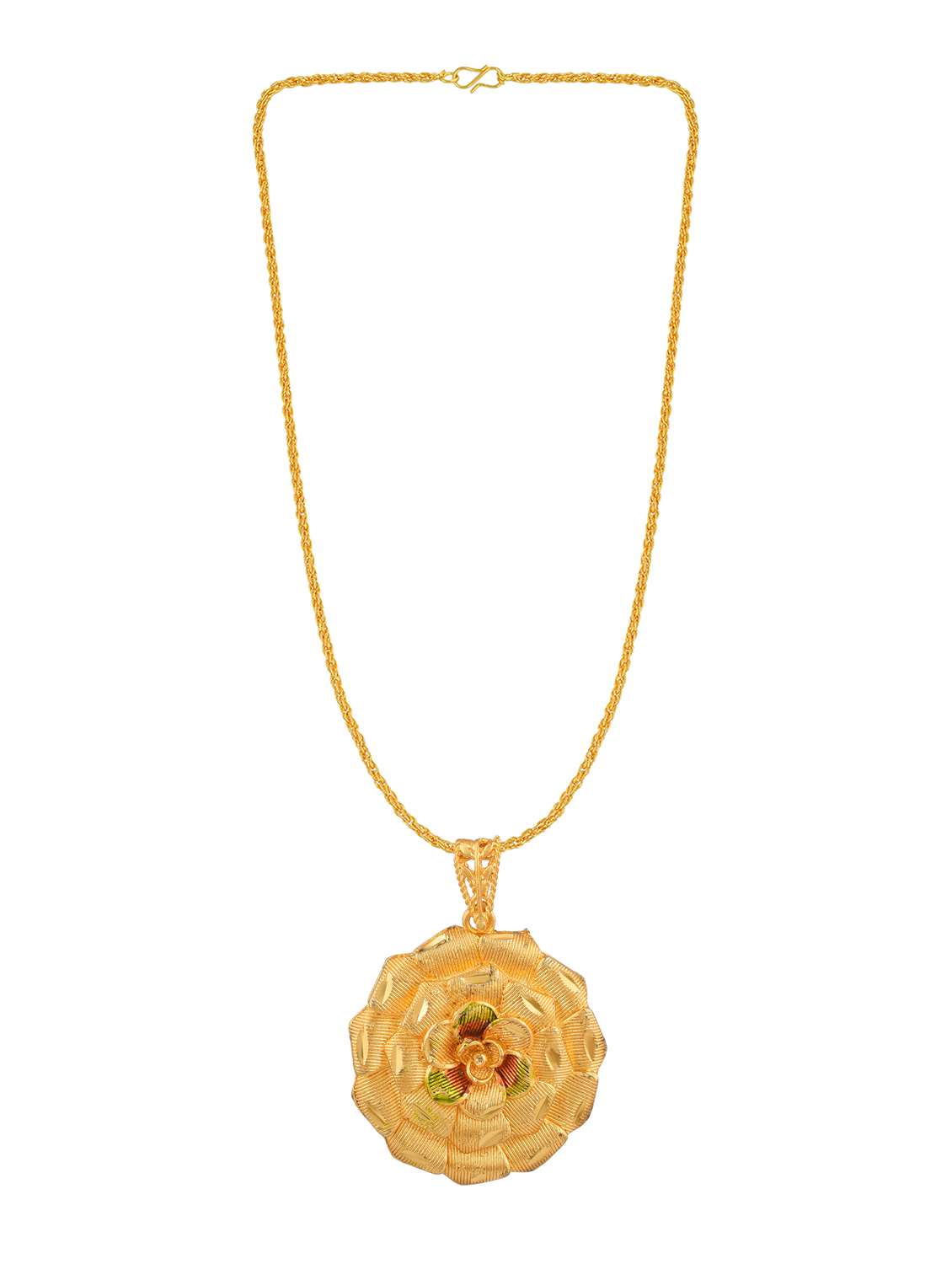 women gold plated pendant with earrings set - 19696633 - Standard Image - 1