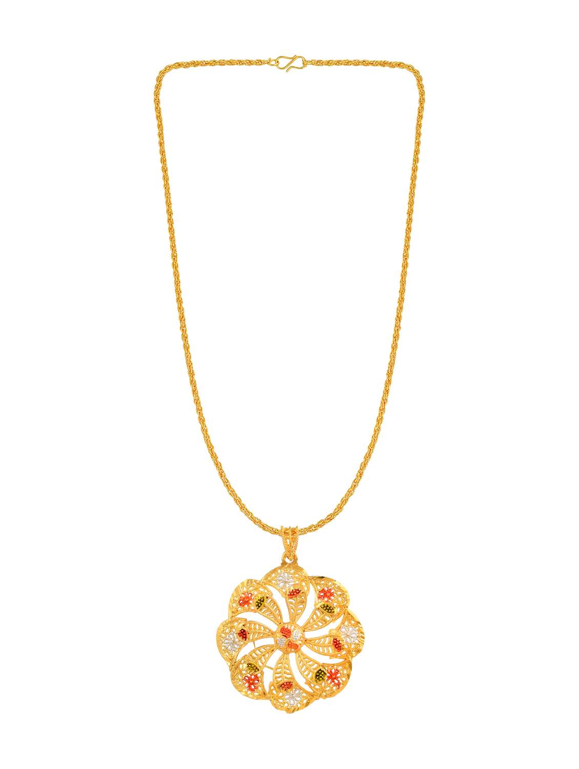 women gold plated pendant with earrings set - 19696636 -  Standard Image - 1