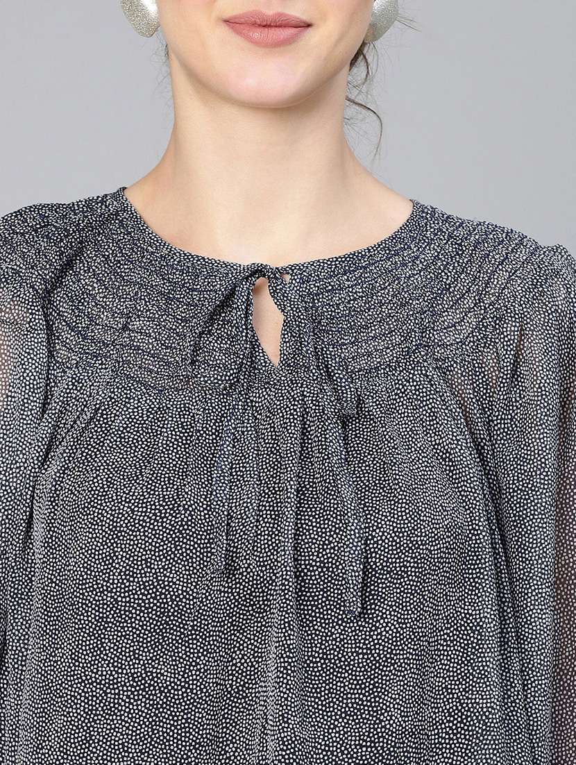 women's blouson key hole neck top - 19696806 - Standard Image - 4