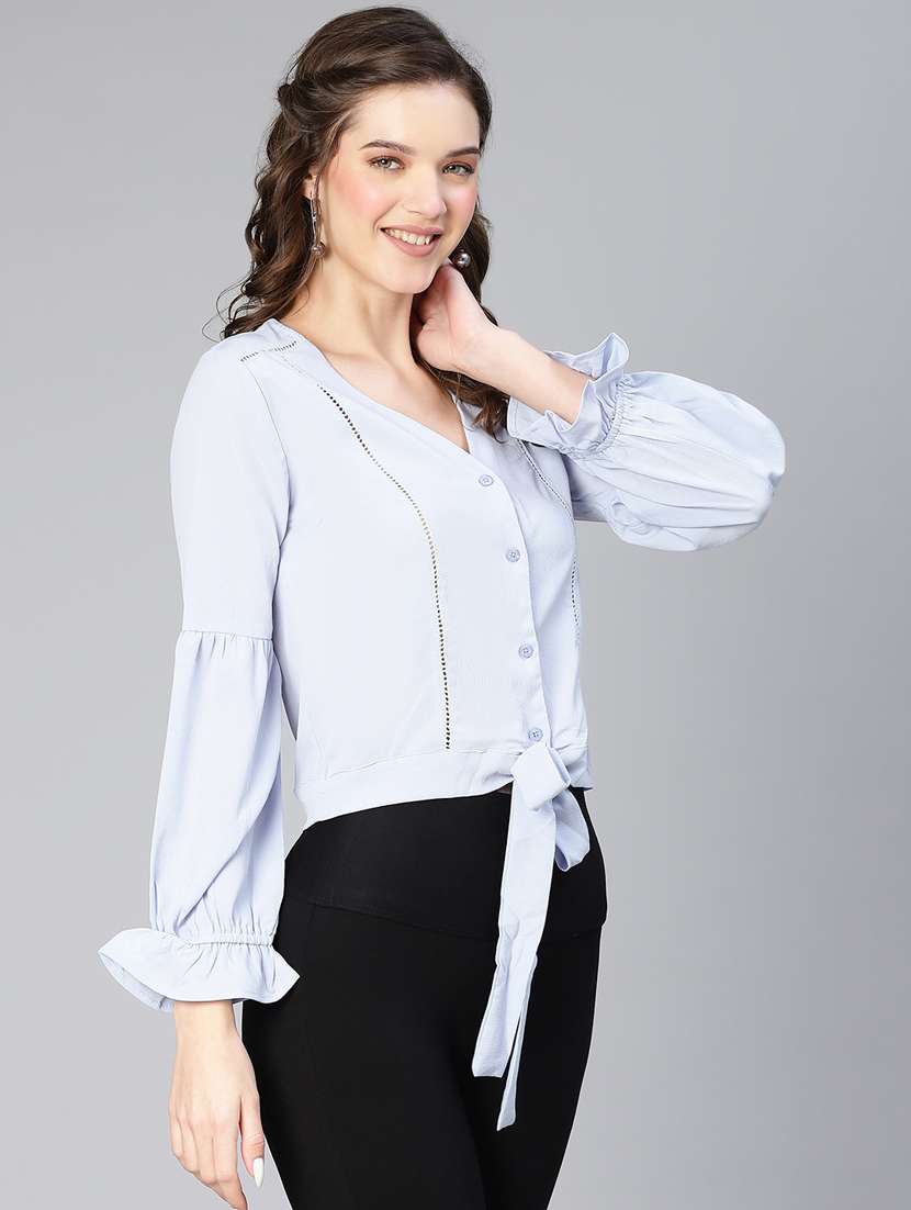 women's blouson v neck top - 19696807 - Standard Image - 1