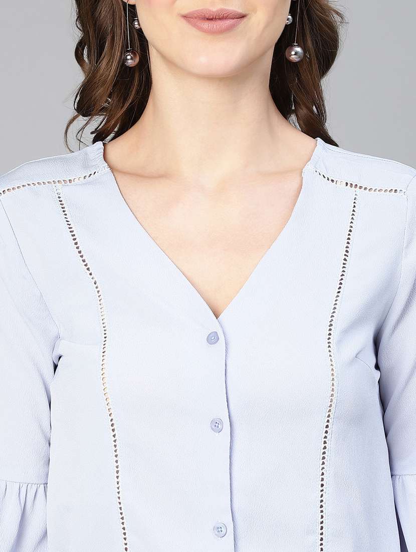 women's blouson v neck top - 19696807 - Standard Image - 4