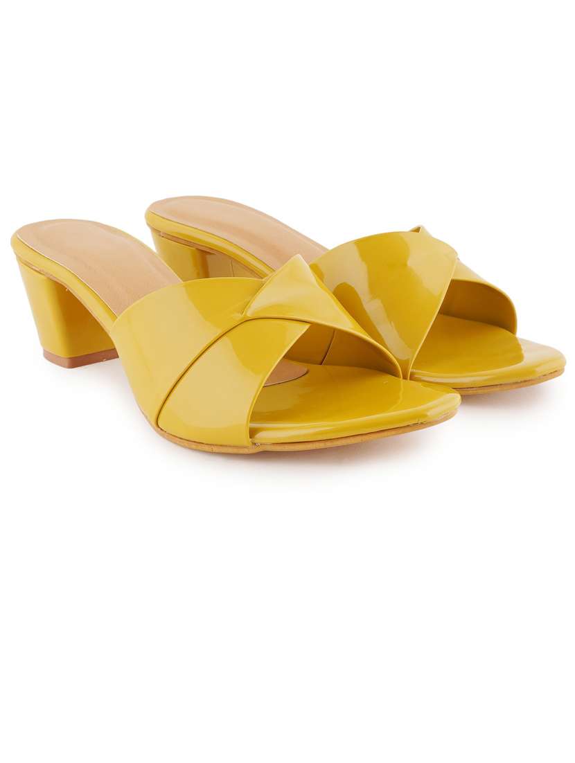 yellow slip on block heel - 19696851 - Standard Image - 1