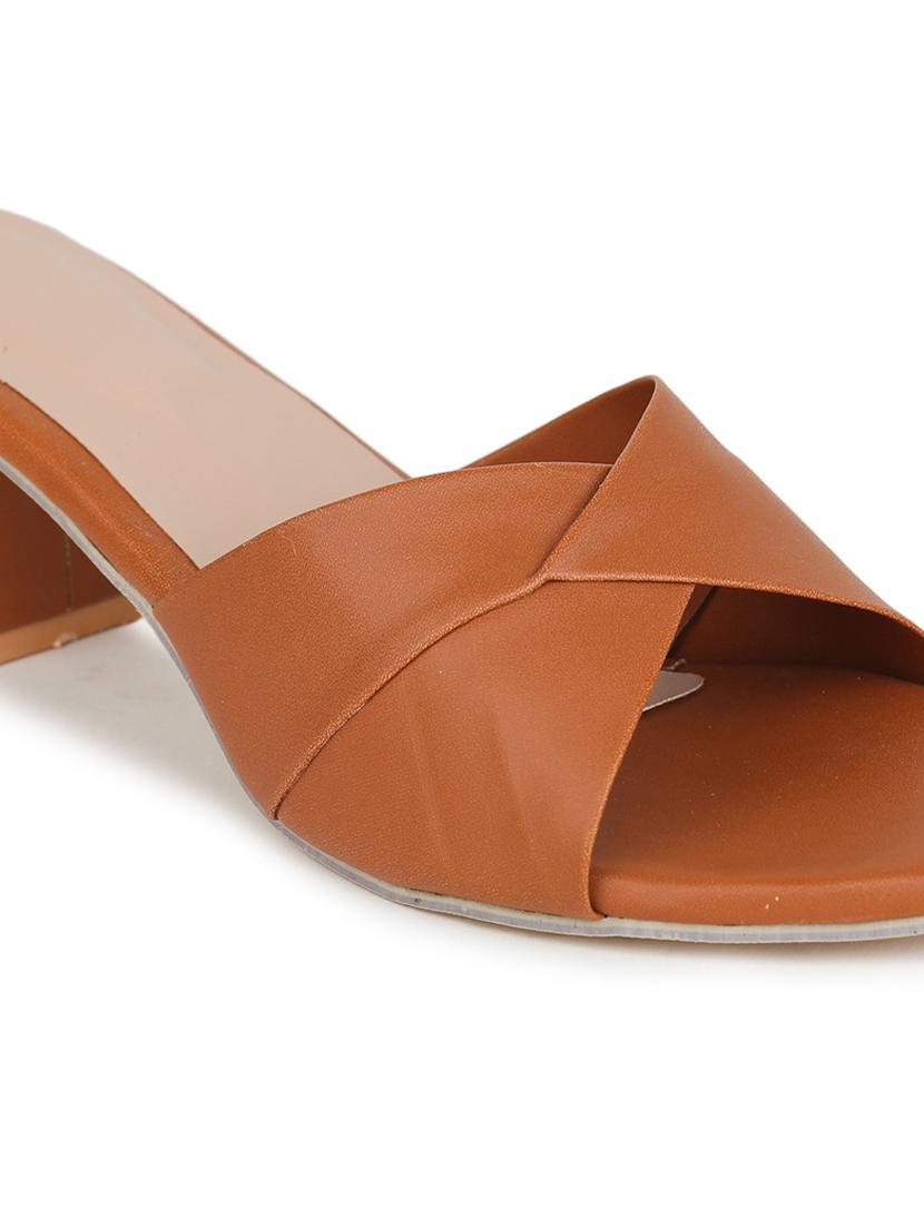tan slip on block heel - 19696852 - Standard Image - 4