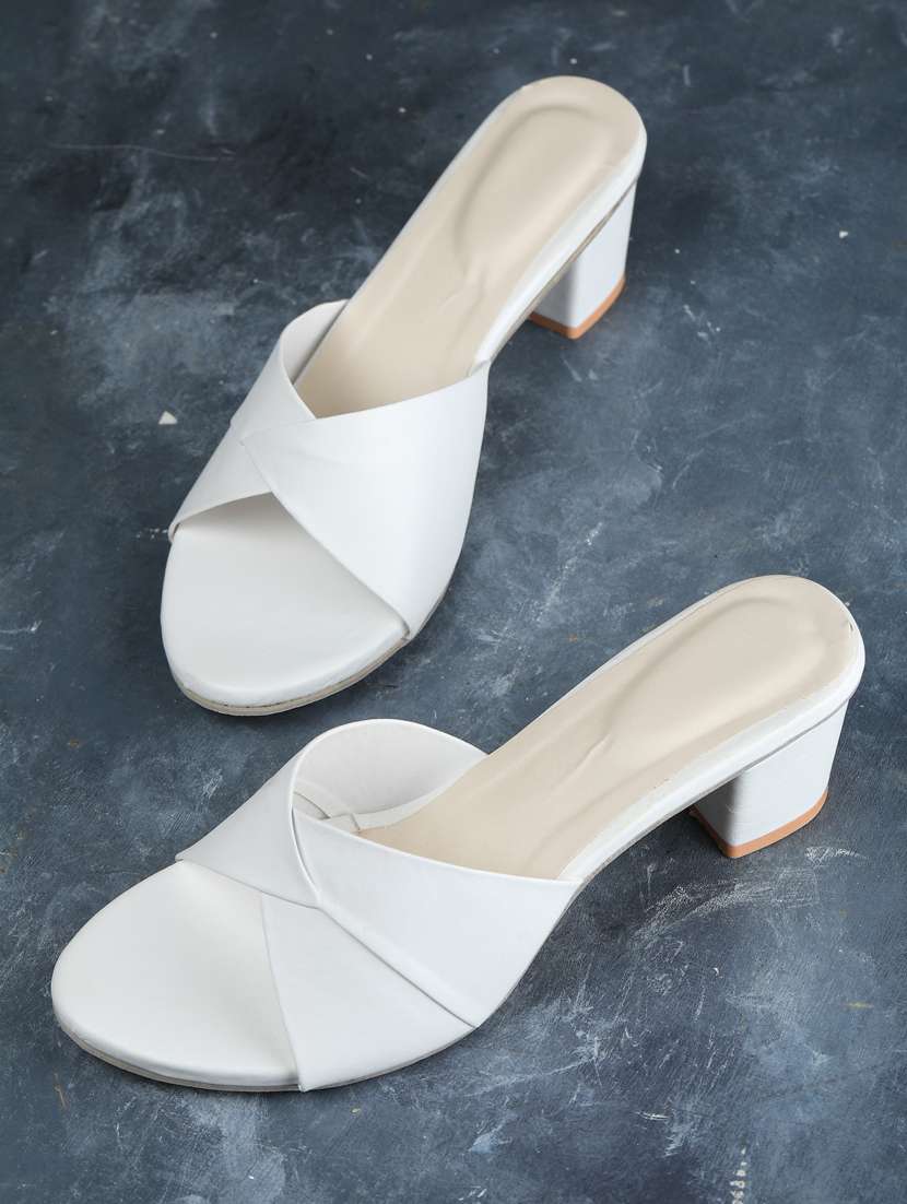 white slip on block heel - 19696853 -  Standard Image - 1