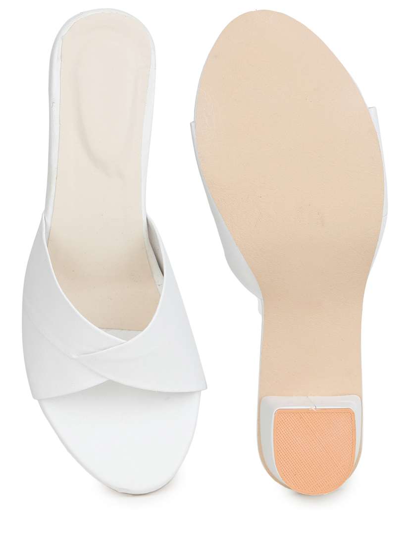 white slip on block heel - 19696853 -  Standard Image - 4