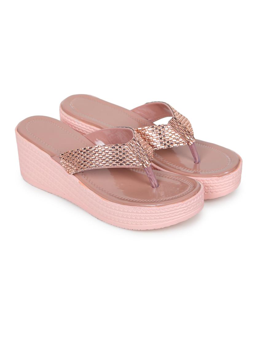 pink embellished slip on wedge - 19696862 -  Standard Image - 1