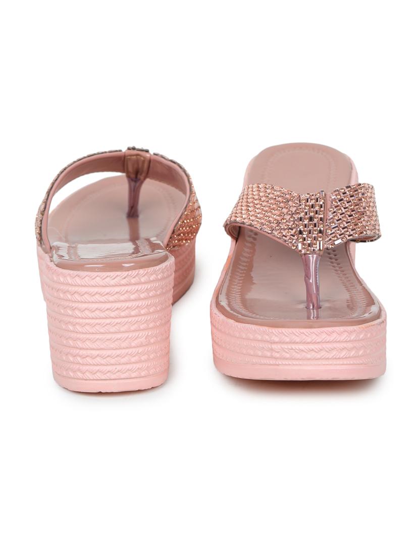 pink embellished slip on wedge - 19696862 - Standard Image - 4