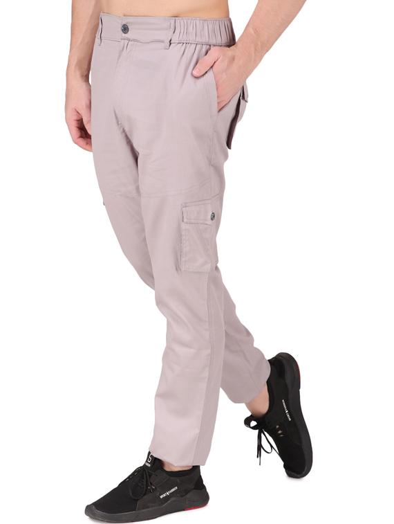 grey cotton blend cargos casual trousers - 19697035 -  Standard Image - 1