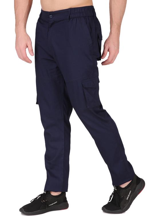dark blue cotton blend cargos casual trousers - 19697036 -  Standard Image - 1