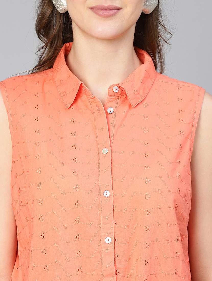 peach cotton regular shirt - 19697065 - Standard Image - 4