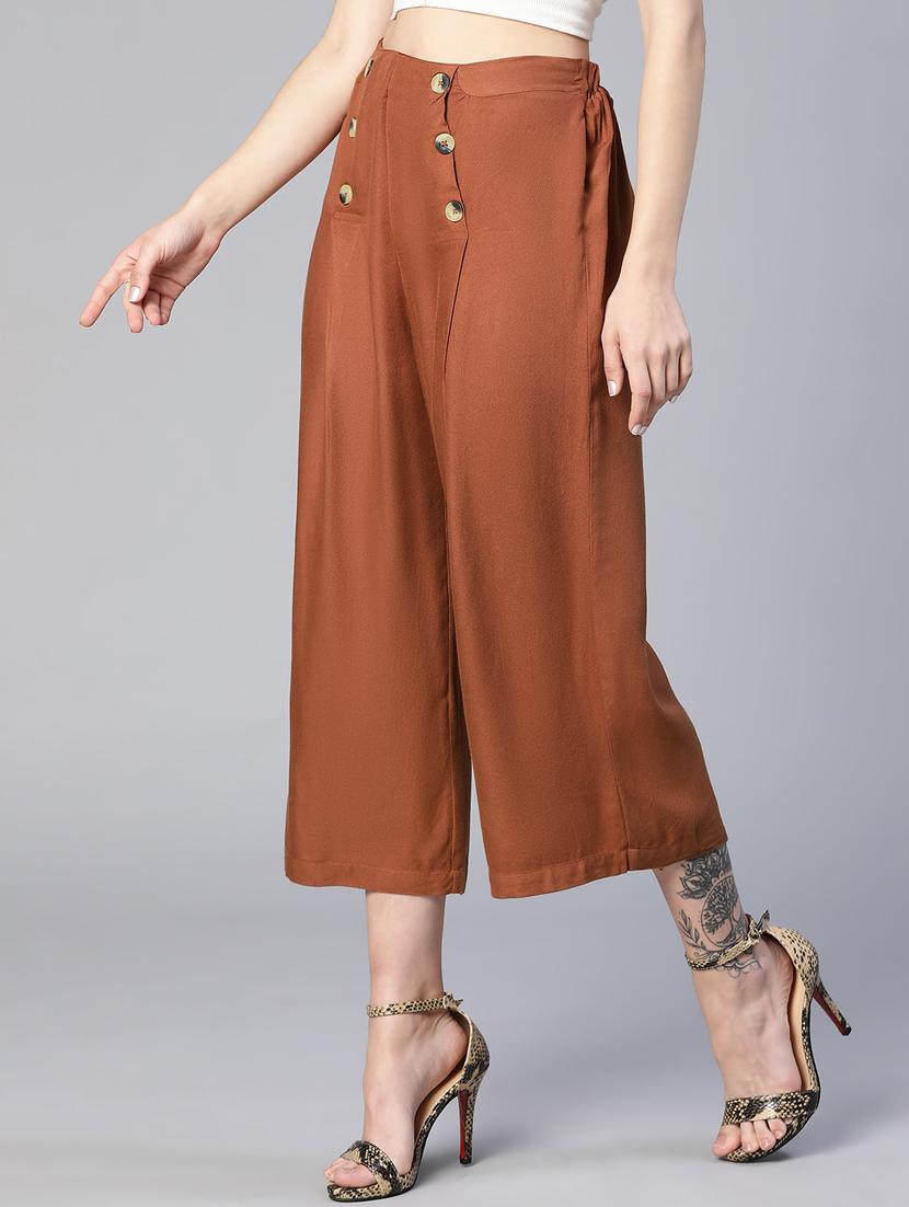 solid brown detailed pleated trouser - 19697146 - Standard Image - 1