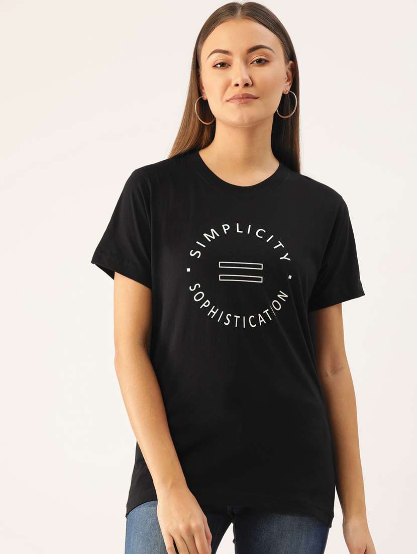 women's chest print round neck t-shirt