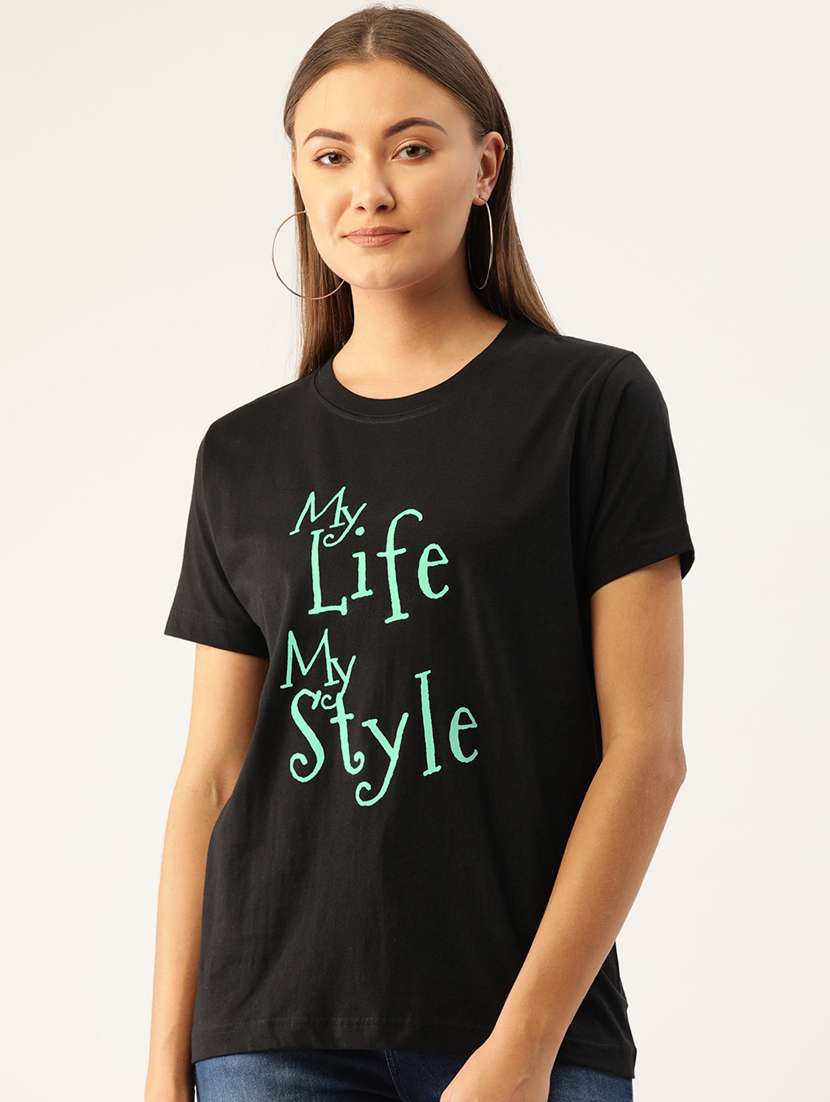 women's front print round neck t-shirt