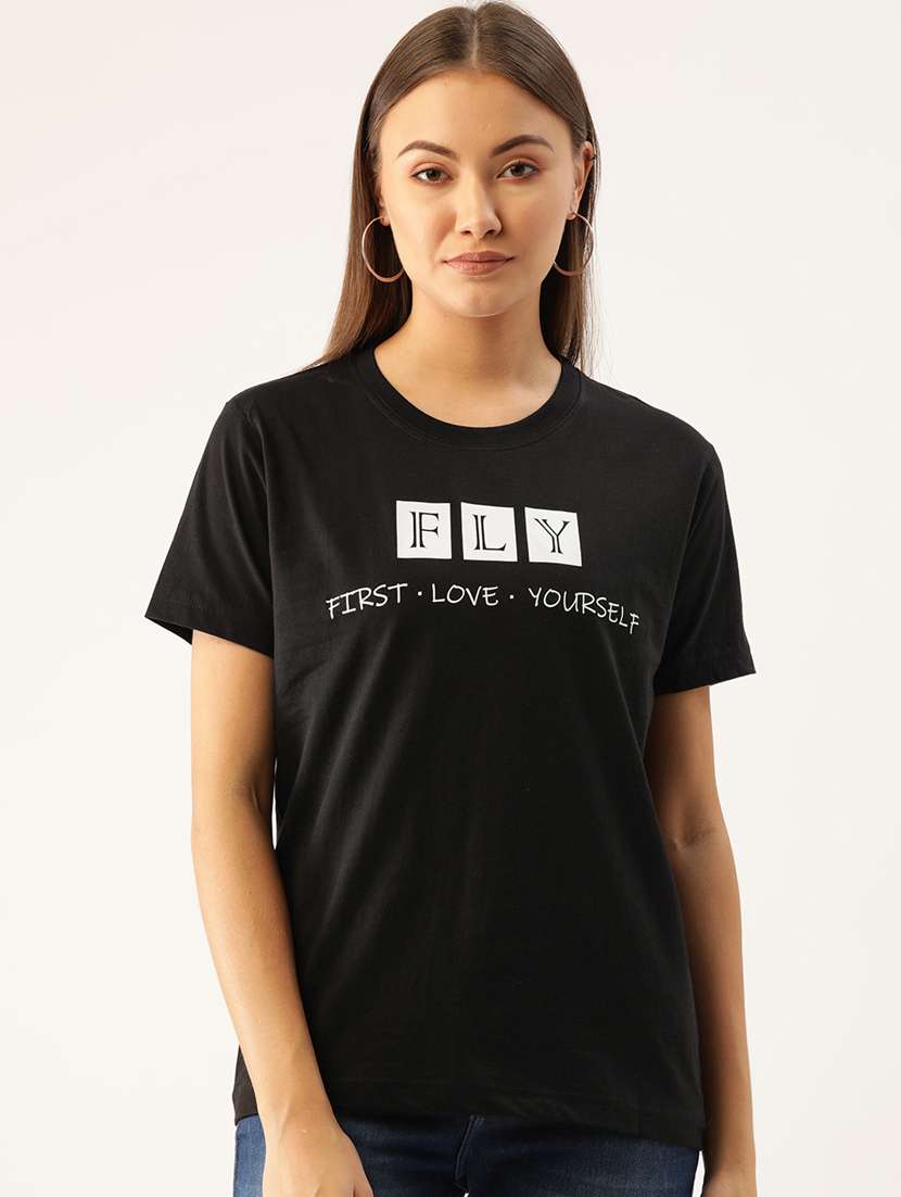 women's chest print round neck t-shirt