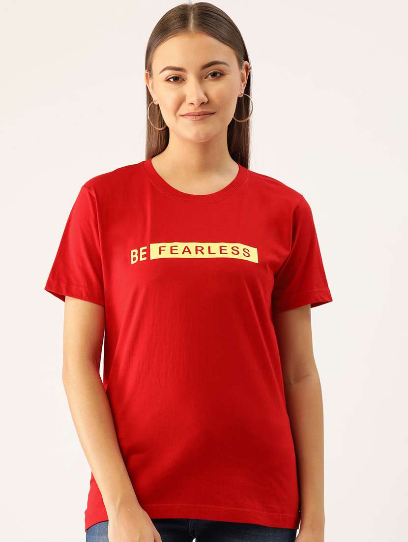 women's chest print round neck t-shirt