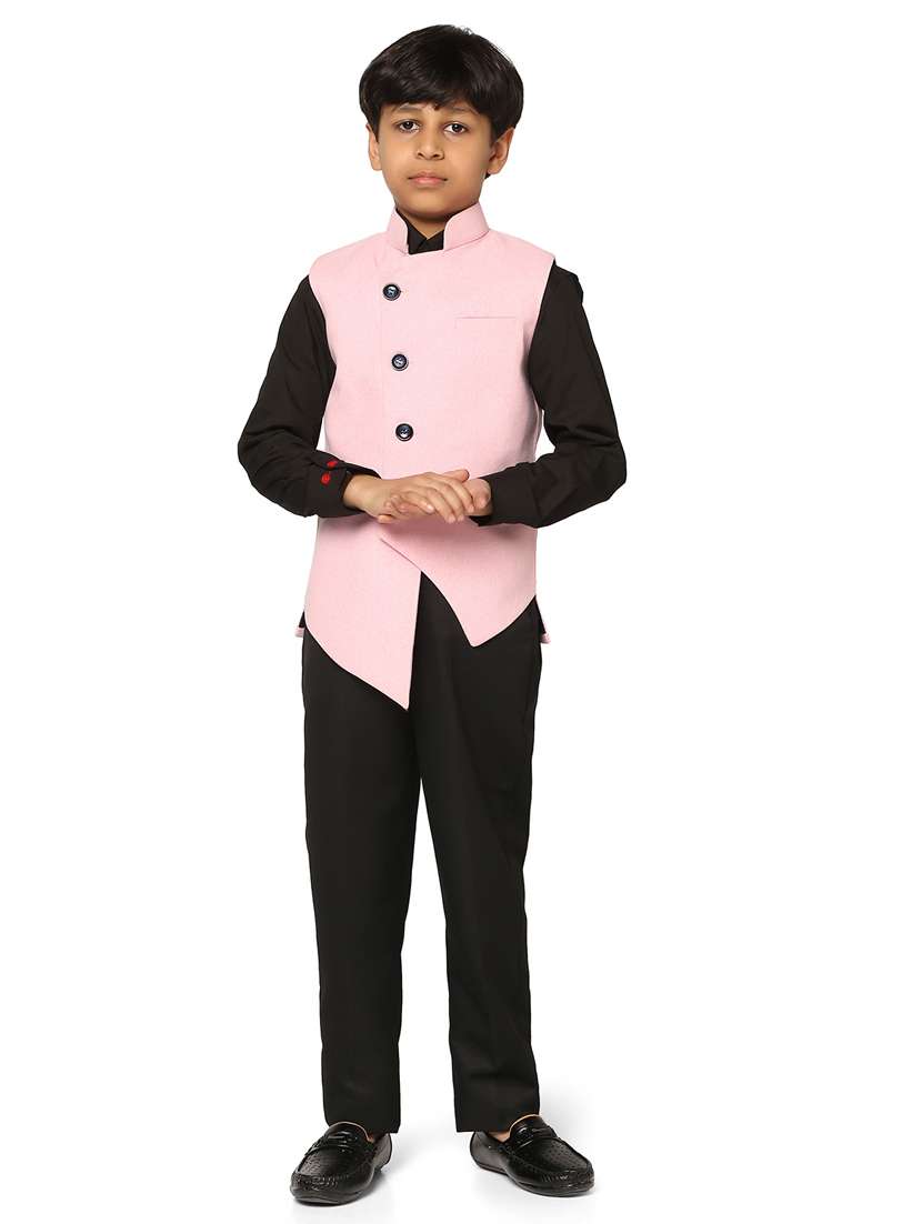 boys solid suit set