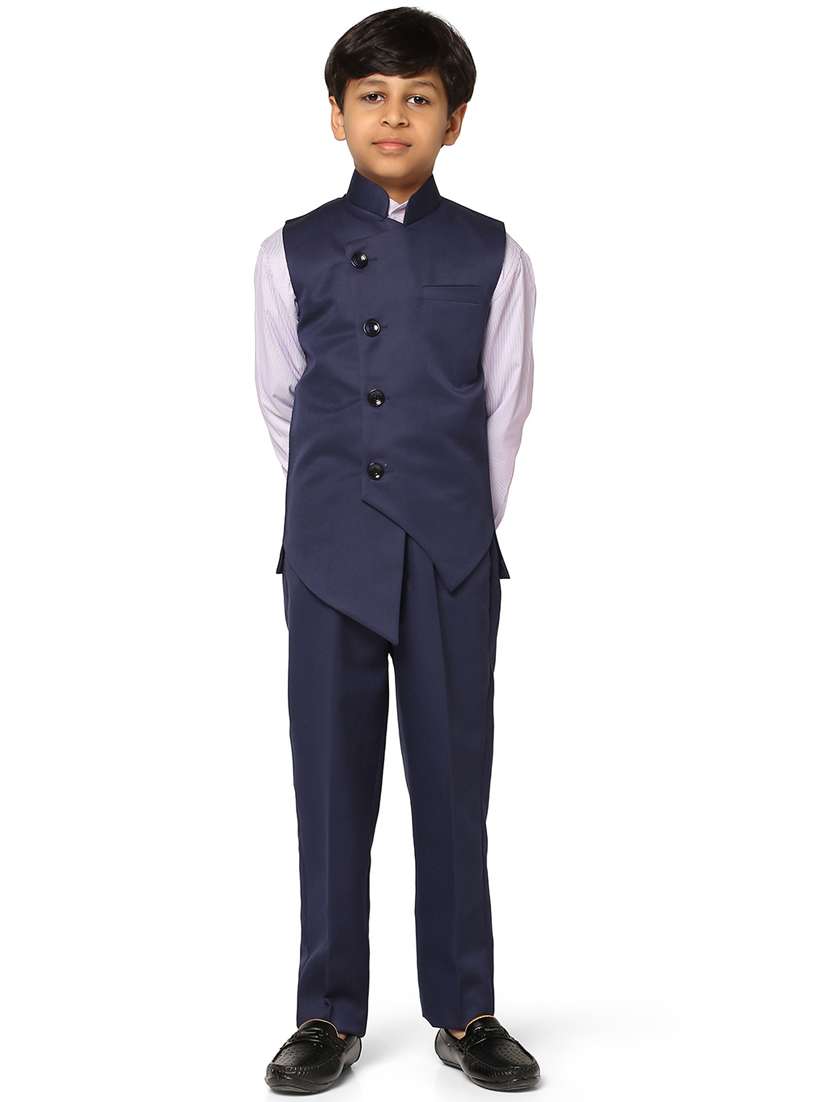 boys solid suit set