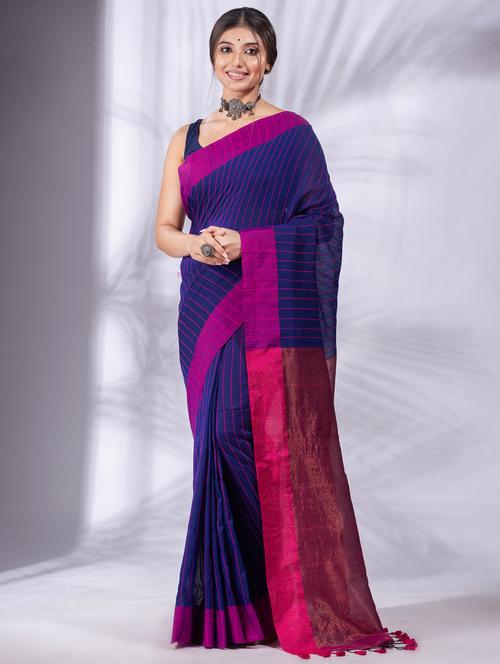 blue cotton saree with blouse - 19697515 -  Standard Image - 0