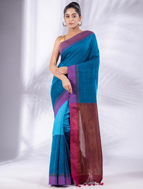 women's self design blue colored saree with blouse - 19697532 -  Standard Image - 0
