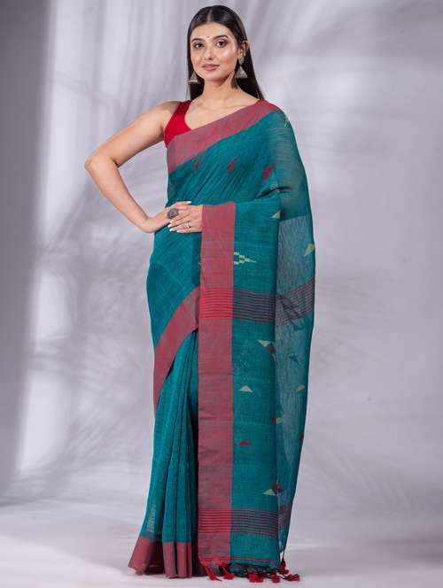 women's self design blue colored saree with blouse - 19697551 -  Standard Image - 0